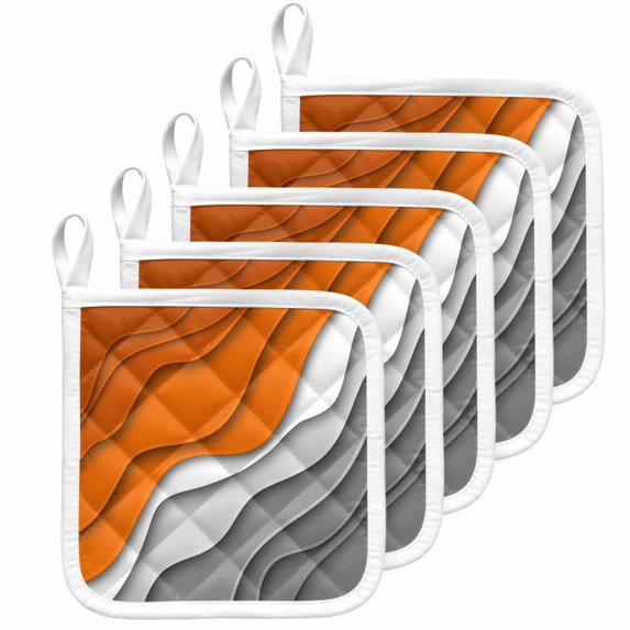 Orange Grey Ombre Pot Holders for Kitchen Heatproof Potholder, 5 Pack Modern Geometric Abstract Aesthetics Cream Hot Pads Multipurpose Oven Pads Cloth Potholders Trivet for Cooking Baking
