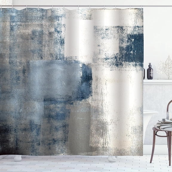 Orange and Grey Shower Curtain Abstract Painting Modern Shower Curtain for Bathroom Waterproof Polyester Fabric Bathroom Curtain 72 x 72 Inch with 12 Plastic Hooks