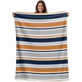 thumbnail image 1 of Orange Grey Striped Blanket Soft Cozy Warm Throw Blanket for Couch, Plush Fuzzy Flannel Fleece Blankets for Sofa, Farmhouse Stripes Modern Abstract Art Bed Blankets Lightweight Gifts for Men, 40"x60", 1 of 9