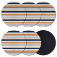 thumbnail image 1 of Orange Grey Striped Coasters Set of 6, Absorbent Coasters for Drinks, Farmhouse Stripes Modern Abstract Art Coaster for Desk Coffee Table Protection, Home Decor House Warming Gifts 4", 1 of 8
