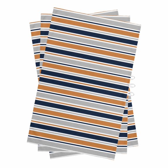 Orange Grey Striped Kitchen Towels Set of 3, Water Absorbent Dish Towel, Farmhouse Stripes Modern Abstract Art Decorative Hand Towels - Quick Drying Cloth for Cooking Baking, 18x28 Inch