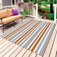 thumbnail image 1 of Orange Grey Striped Outdoor Rug for Patio/Deck/Porch, Non-Slip Large Area Rug 3 x 5 Ft, Horizontal Lines Simple Minimalist Indoor Outdoor Rugs Washable Area Rugs, Reversible Camping Rug Carpet Runner, 1 of 8