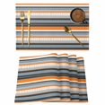 thumbnail image 1 of Orange Grey Striped Placemats Set of 6, Farmhouse Vintage Stripe Placemats for Dining Table, Place Mats for Kitchen Tabletop, Waterproof Wipeable Dining Table Mats Set, 1 of 9