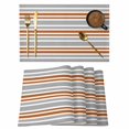 thumbnail image 1 of Orange Grey Striped Placemats Set of 8 Horizontal Lines Simple Minimalist Place Mats Indoor Wipeable Table Mats Washable Cloth Dining Table Placemats for Kitchen Holiday Party Home Decor 13x19 Inch, 1 of 9