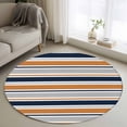 thumbnail image 1 of Orange Grey Striped Round Area Rug 3Ft Washable Small Circle Rugs for Kitchen Entryway, Farmhouse Stripes Modern Abstract Art Non-Slip Carpet Floor Mats Indoor Outdoor Carpet Runner Home Decor, 1 of 8