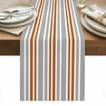 thumbnail image 1 of Orange Grey Striped Table Runner - 120 Inch Long, Kitchen Dining Table Runner Dresser Scarves, Horizontal Lines Simple Minimalist Farmhouse Decor for Coffee Tables Wedding Party Banquet, 1 of 8