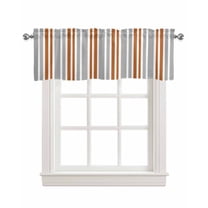 Orange Grey Stripes Kitchen Valances for Windows Farmhouse Linen Window Valance Curtain for Living Room Window Treatment Simple Striped Lines Minimalist Modern Valance Rod Pocket Topper, 42 x 18 Inch