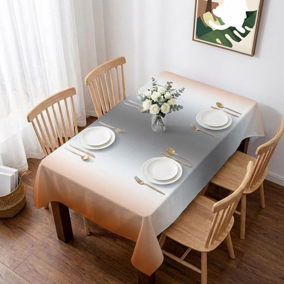 Orange Grey Table Cloth Waterproof Tablecloths, Gray Farmhouse Modern Rustic Tablecloth Dining Table Cover for Kitchen Party Tabletop Outdoor, Rectangle Tablecloth 60x84 Inch