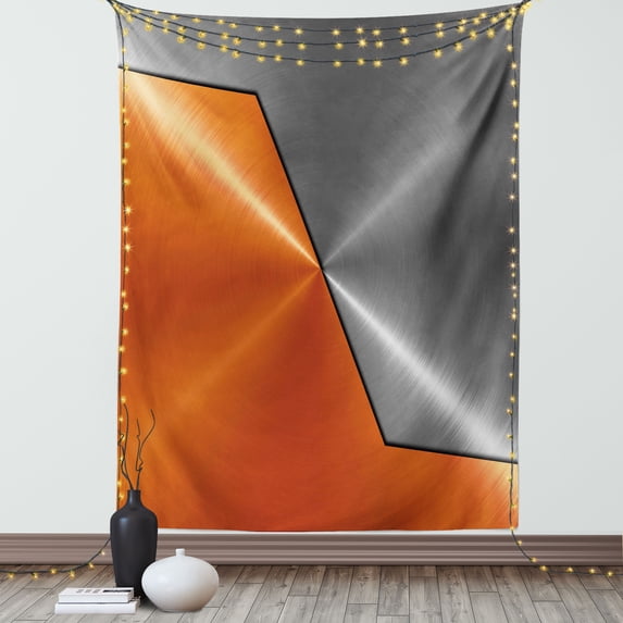 Orange and Grey Tapestry, 3D Style Machinery Structure Image Detailed Vivid Modern Contrast Colors, Wall Hanging for Bedroom Living Room Dorm Decor, 60W X 80L Inches, Orange Gray, by Ambesonne