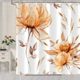 thumbnail image 1 of Orange Grey Watercolor Floral Shower Curtain, Flower Leaves  Aesthetic Art Bathroom Decor, Waterproof Fabric with 12 Hooks,72x72 in, 1 of 7