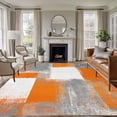 thumbnail image 1 of Orange Grey White Modern Area Rug 6x9 FT, Non Slip Living Room Throw Carpet, Abstract Art Oil Painting Washable Soft Large Floor Carpet Non-Shedding Rug for Bedroom Dining Room Play Room, 1 of 9