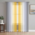 thumbnail image 1 of Orange Grey White Semi Sheer Curtains 84 Inch Length 2 Panels Set, Farmhouse Ombre Color Modern Simple Sheer Kitchen Curtain Privacy Voile Window Curtain for Living Room Bedroom Rod Pocket Drapes, 1 of 7