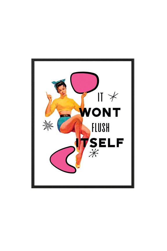 Orange Grove Print Shop, Bathroom Print, Funny Wall Decor, Makeup Quotes, Retro Mid-century Art, Girly Bathroom Art Poster, Poster Only