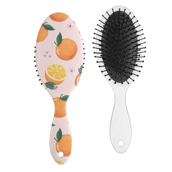 Orange Hair Brush, Cute Fresh Summer Fruit Pattern Detangling Paddle Brush, Sweet Orange Lover Design, Soft Bristle Brush