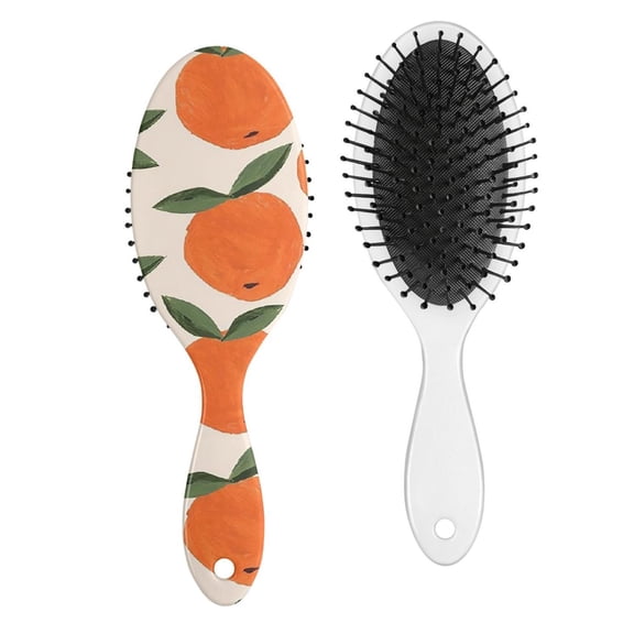 Orange Hair Brush, Cute Fresh Summer Fruit Pattern Detangling Paddle Brush, Sweet Orange Lover Design, Soft Bristle Brush