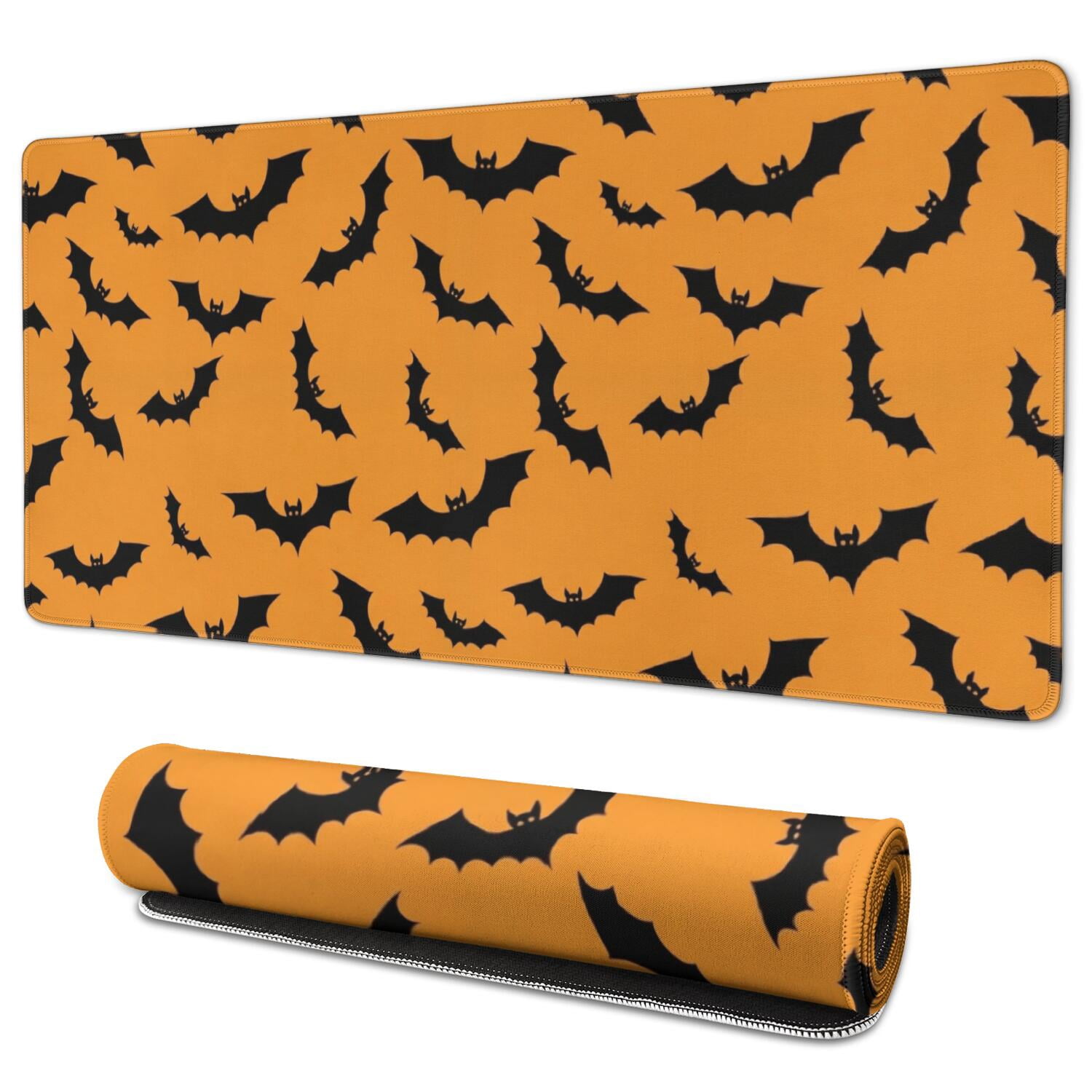 Orange Halloween Bats Extended Large Mouse Pad, Desk Protector Mat with ...