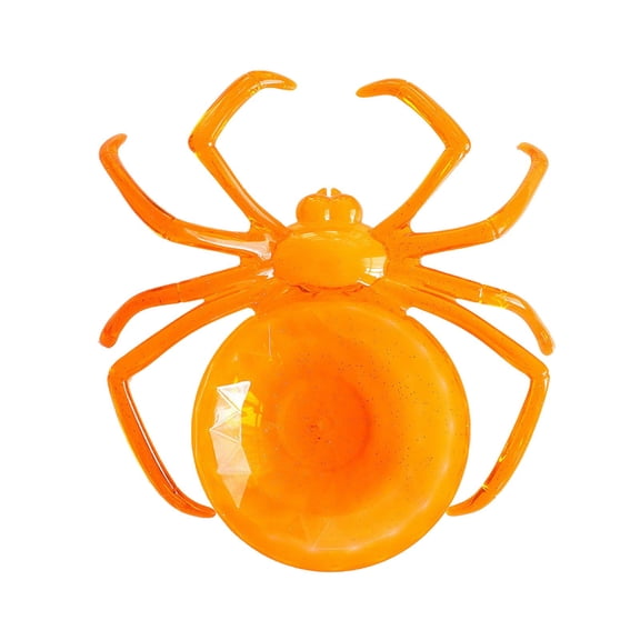 Orange Halloween Candy Tray With Skull & Spider Pattern Daily household fruit arrangement display,fruit plate,Tempered glass-Orange