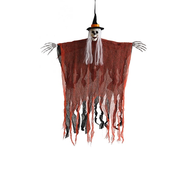 Orange Halloween Draped Hanging Skeleton Prop, Spooky Haunted House Decor For Tree Porch Trick Or Treat Party, Weather-resistant Reusable Durable Display For Celebration Party Guests Kids