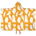 thumbnail image 1 of Orange Halloween Ghosts Hooded Bath Towel，60"x35" for Ages 3 To 12 Kids, Quick Dry Lightweight Soft Microfiber Hood Beach Towel Cover Up for Kids, 1 of 7