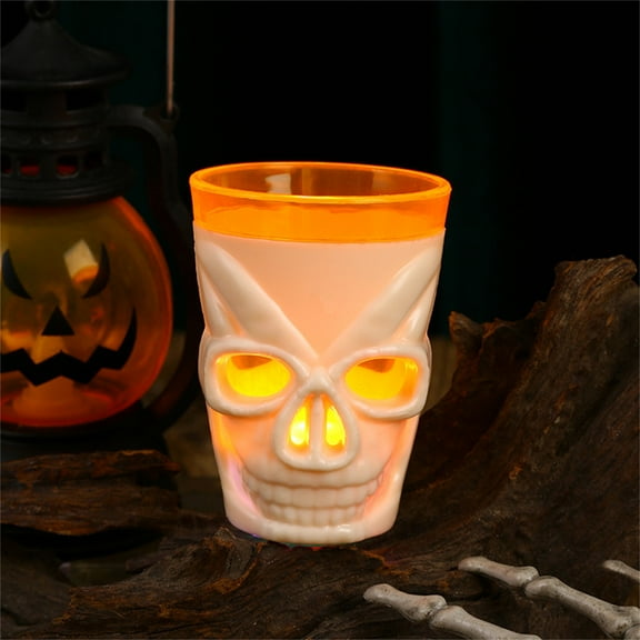 Orange Halloween Glow Wine Glass Fresh Design LED Light Skull Wine Glass for Halloween Party Bar Decoration Drinking All-Purpose
