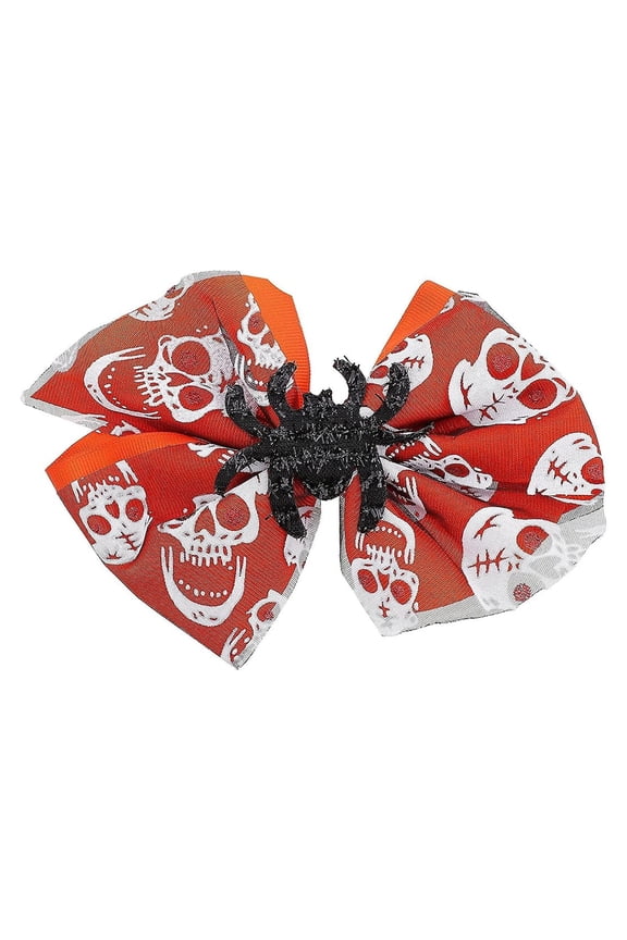 Orange Halloween Hair Bows with Spider Center