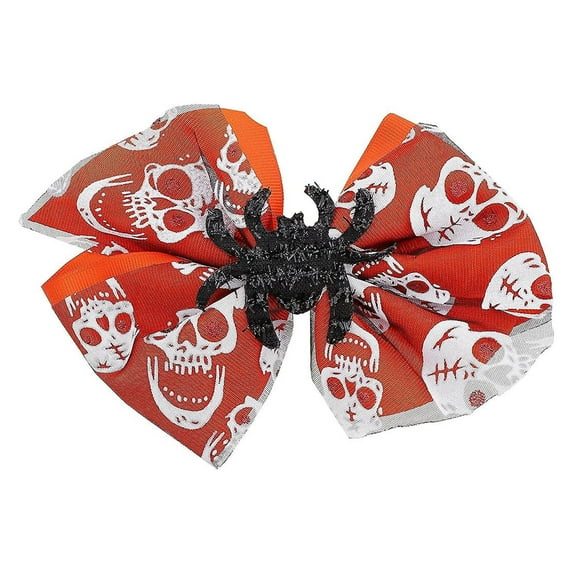 Orange Halloween Hair Bows with Spider Center