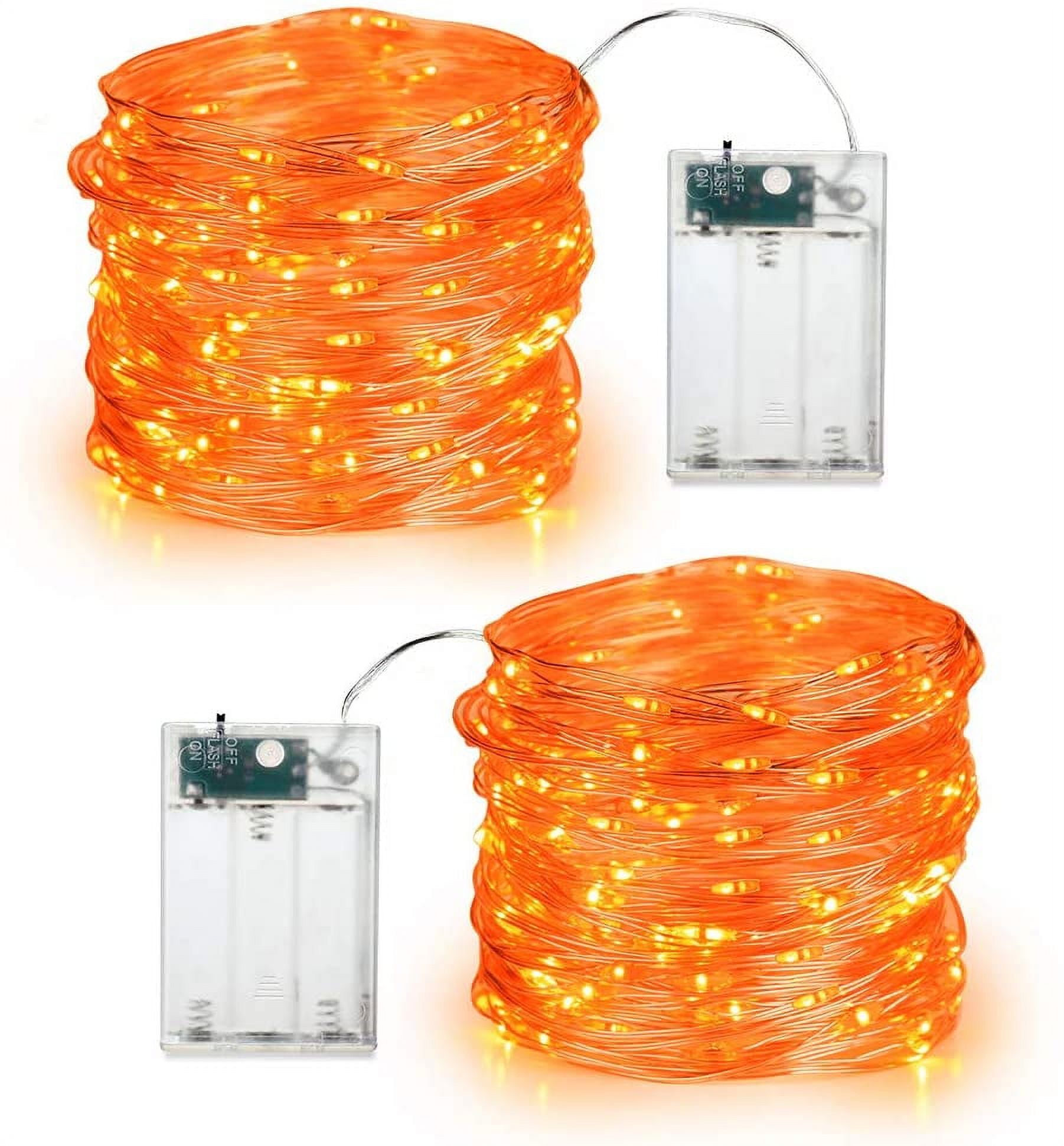 Orange Halloween Lights, 19.47ft 60 D Orange Fairy Lights String, 2 Modes  Battery Halloween String Lights, Indoor Silver Wire Twinkle Lights for  Halloween Themed Party Carnival Decorations 