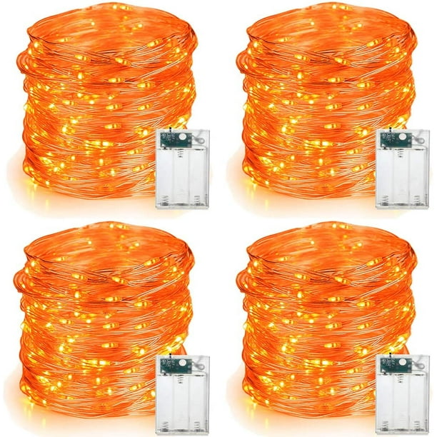 Orange Halloween Lights , 4 Pack 19.47ft 60 LED Orange Fairy String