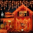 Orange Halloween Lights Outdoor, 33ft 400LED Halloween Icicle Lights