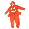thumbnail image 1 of Orange Halloween Pumpkin Onesie Pajamas for Family Plush Hooded Costume Unisex 3D Hooded Jumpsuit, Side Pockets, Flannel Fabric, Soft and Cozy, Zipper Hip, Perfect for Theme Party 2XL, 1 of 1