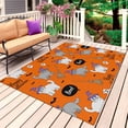 thumbnail image 1 of Orange Halloween Outdoor Rug for Patio/Deck/Porch, Non-Slip Large Area Rug 6 x 9 Ft, Cat Bat Ghost Pumpkins Indoor Outdoor Rugs Washable Area Rugs, Reversible Camping Rug Carpet Runner, 1 of 8