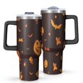 thumbnail image 1 of Orange Halloween Spooky Elements Tumbler with Handle and Lid,40oz Double Wall Vacuum Insulated Tumbler,Cups Gift for Women and Men, 1 of 7