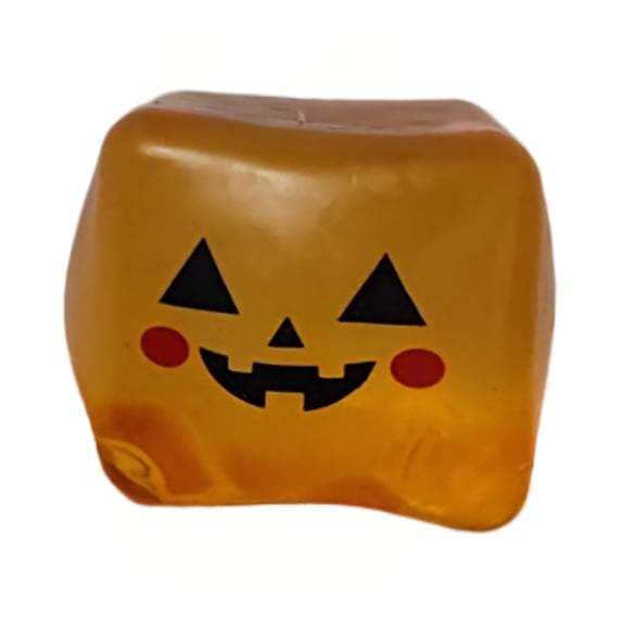 Orange Halloween Squishy Cube Toy with Jack-O'-Lantern Face Design, Single-Pack, for Trick Or Keep Hands Busy, Squeeze Toy