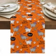 thumbnail image 1 of Orange Halloween Table Runner - 120 Inch Long, Kitchen Dining Table Runner Dresser Scarves, Cat Bat Ghost Pumpkins Farmhouse Decor for Coffee Tables Wedding Party Banquet, 1 of 8