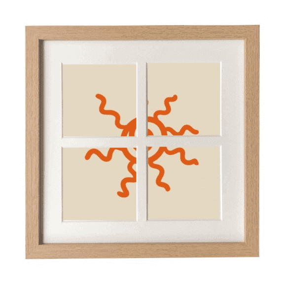 Orange Hand Painting Sunshine Sun Frame Wall Tabletop Display 4 Openings Picture