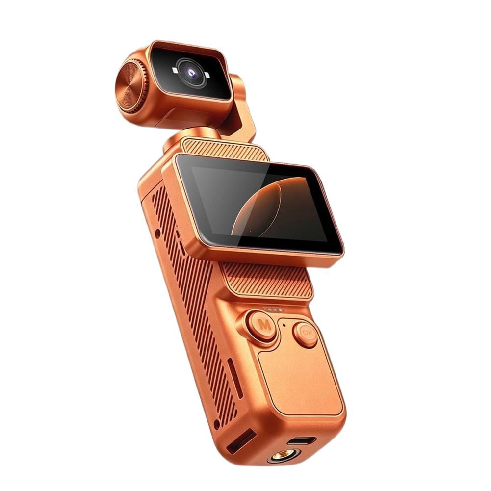 Fiddling Camera Orange Handheld Stabilized Vlog Camcorder with Auto Rotating Lens and ...
