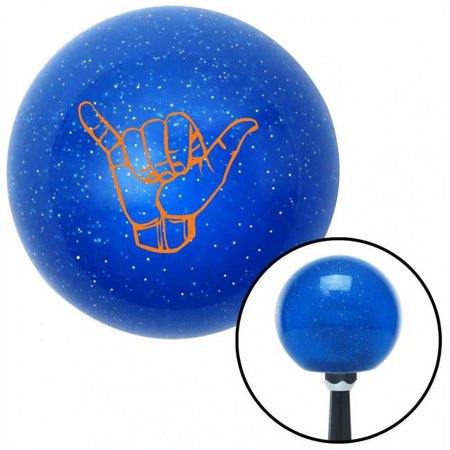 Orange Hang Loose with Detailed Hand Blue Metal Flake Shift Knob with M16 x 1.5 Insert