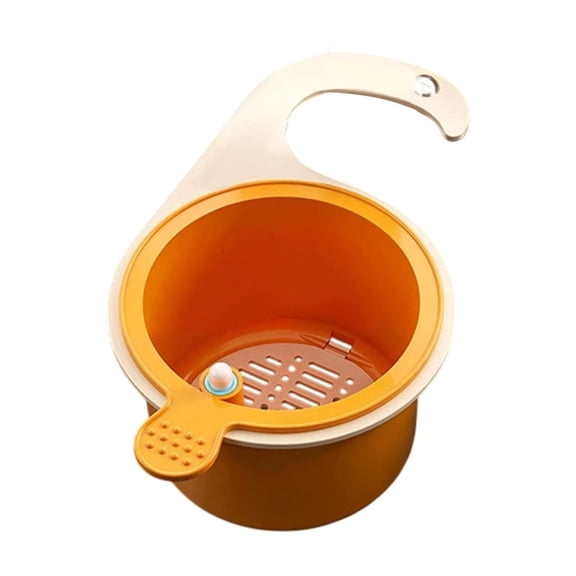 Orange Hanging Sink Drains Basket, Household Kitchen Food Residue Filter Container With Foldable Design, For Fruit Cleaning, Scrap Collection And Sink Organization