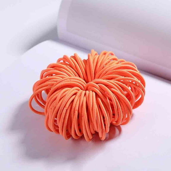 Orange Headband for Kids Girls 100 Pieces Of 3 cm Nylon Non-Harm Hair Rubber Band Color Hair Rope Jewelry
