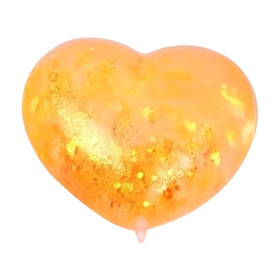 Orange Heart Squishy Toy with Glitter and Slow Rising Effect, Single Pack, for Relaxation, Squeeze Toy