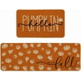 thumbnail image 1 of Orange Hello Pumpkin Fall Kitchen Mats Set of 2, Autumn Home Decor Low-Profile Kitchen Rugs for Floor - 17x29 and 17x47 Inch, 1 of 6