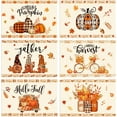 thumbnail image 1 of Orange Hello Pumpkin Hello Fall Placemats Set of 6, 12 x 18 Inch Pumpkin Gnome Floral Leaves Autumn Harvest Table Mats for Kitchen Dining Decoration, 1 of 6