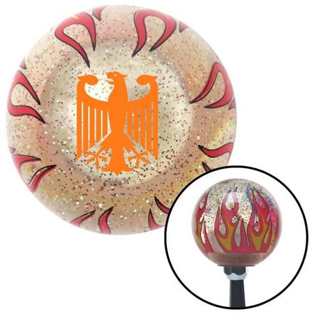 Orange Heraldic Eagle Clear Flame Metal Flake Shift Knob with M16 x 1.5 Insert Auto Brody