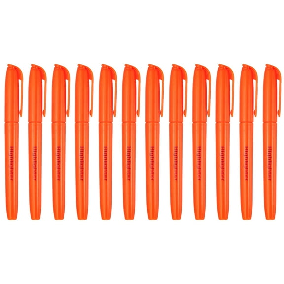 Orange Highlighter, 12 Pack High Lighters No Bleeds Highliters Pens Neon Clear View Bright Quick Dry Pocket Marker Pen Sticks Chisel Tip Cute for Books Office Adults Classroom