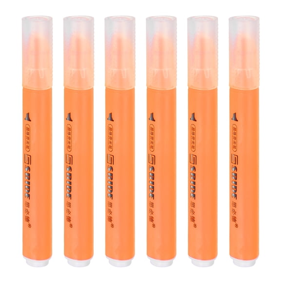 Orange Highlighter, 6 Pack No Bleeds Highlighters Markers Pen Neon Quick Dry Bright Chisel Tip Cute Thin for Annotating-Books Office Supplies Bible Adults, Triangle