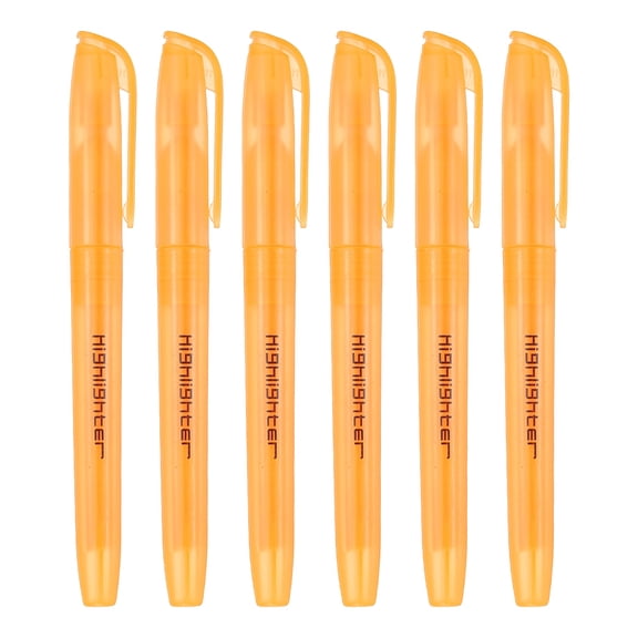 Orange Highlighter, 6 Pack High Lighters No Bleeds Highliters Pens Neon Clear View Bright Quick Dry Pocket Marker Pen Sticks Chisel Tip Cute for Books Office Adults, Transparent