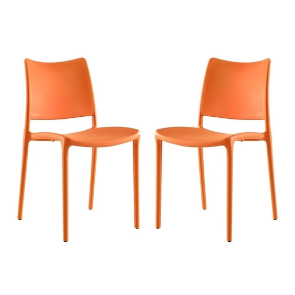 Modway Hipster Polypropylene Plastic Dining Side Chair in Orange (Set of 2)