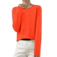 thumbnail image 1 of Orange Hoodies for Women Light Sweaters for Women Long Sleeve Crew Neck Lightweight Soft Knitted Pullover Knitted Blouse Women Fall Clothes, 1 of 5