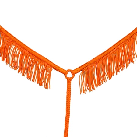 Orange Horse Breast Collar Flat Braided Paracord With Fringes By Hilason
