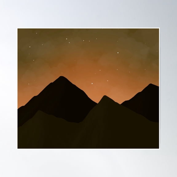 Orange Hue Mountains Poster Wall Art, Modern Wall Decor, 8x12 UNFRAMED